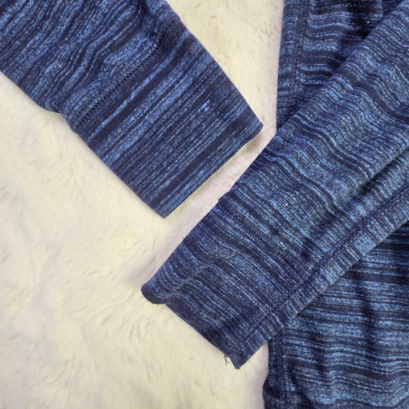 American Eagle Outfitters Seriously Soft Heathered Blue Striped Sleeve‎ Hoodie - Picture 13 of 14